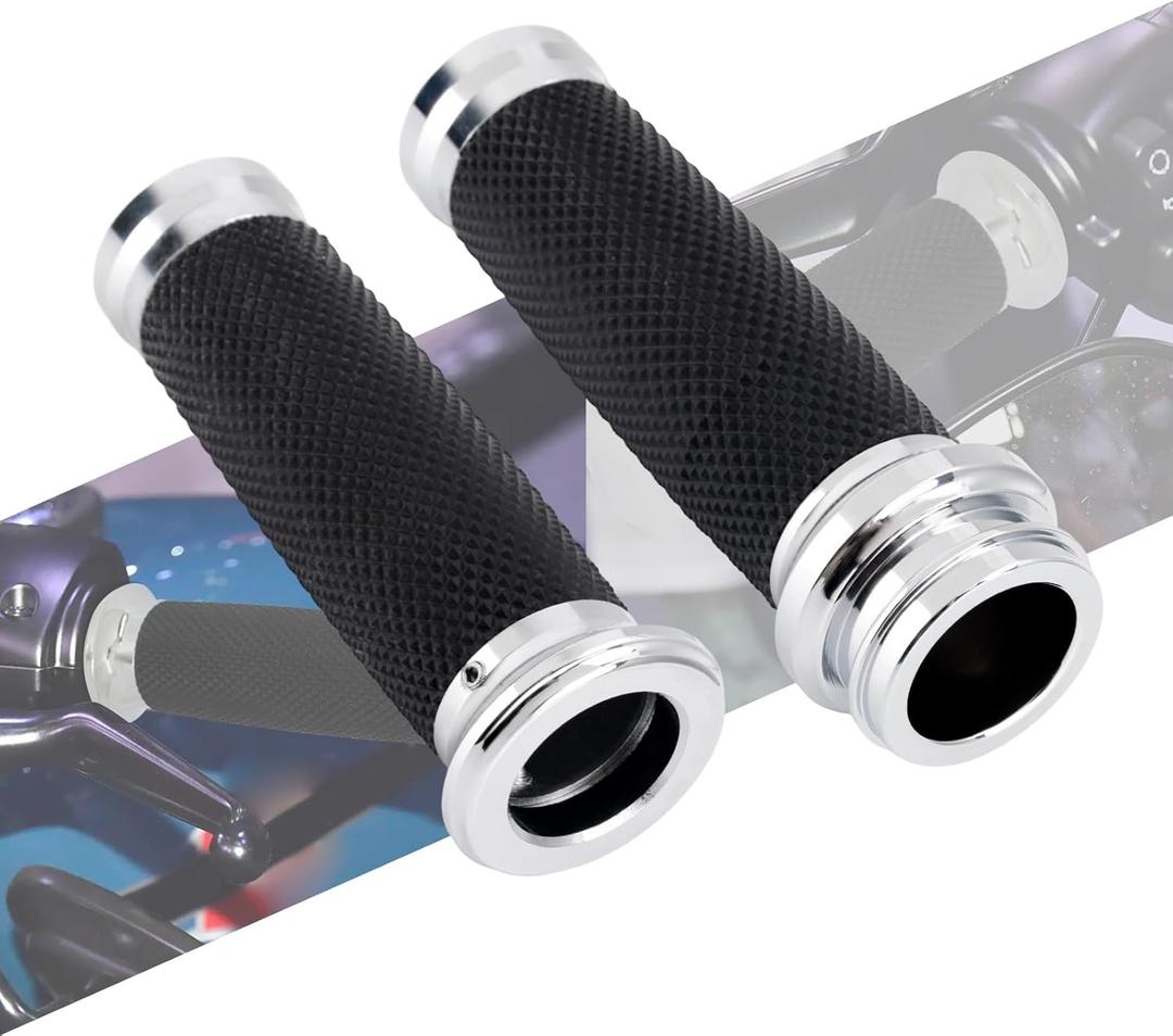 Motorcycle Electronic Throttle Handlebar Grips for 1" 25mm Handle Bars Universal Fit for Harley Touring Dyna Softail Sportster XL 883 1200 (Chrome)
