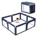 Doradotey Baby Playpen Foldable for Toddlers 1-3, Size and Shape Adjustable Enclosure, 8-Panels Detachable Gate 79x71 Large Indoor Playard, Easy Assembly and Clean, Safety Fence Play Area, Blue (79x71x27 Inch (Pack of 1), Foldable Navy Blue)