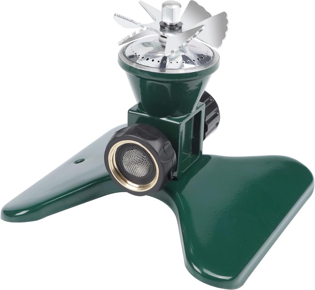 Biswing 1 Pack Lawn Sprinkler, Heavy Duty Metal Square Garden Sprinkler, 360 Degree Large Area Irrigation, Connectable Rotating Automatic Water Sprinklers for Yard Lawn Garden Watering