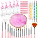 Nail Art Tools 24Pcs Set,2 sets Nail Stand,Nail Art Brush,Resin Nail Art Palette,5 Pcs Nail Art Sculpture Pen,Dotting Pen Tools Nail Art Kit for Nail Art DIY