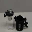 34oz Glass Water Bottle with capacity Mark & Stainless Steel Tea Strainer-Large Capacity for Hot/Cold Drinks, Coffee, Tea, and Water-Includes Protective Sleeve, Perfect for Home, Office (34oz2PCS)