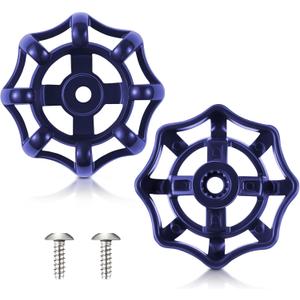 Dreyoo 2 Pack Outdoor Faucet Handles, 3/8 in Spigot Handles Compatible with Arrowhead PK1290, 12 Point Faucet Knob for Outside Hose Bibb, Garden Valves and Frost Proof Wall Hydrants(Blue,Round)
