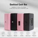 Cash Box with Money Tray - Large Money Box with Lock, Metal Safe Box for Money 9.84" x 7.87" x 3.54" Black