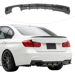 Rear Diffuser Compatible with 2012-2018 BMW 3 Series F30 F35 328i M-Performance Style Rear Bumper Lower Lip Diffuser Single Exhaust Two Outlet (Carbon Look)