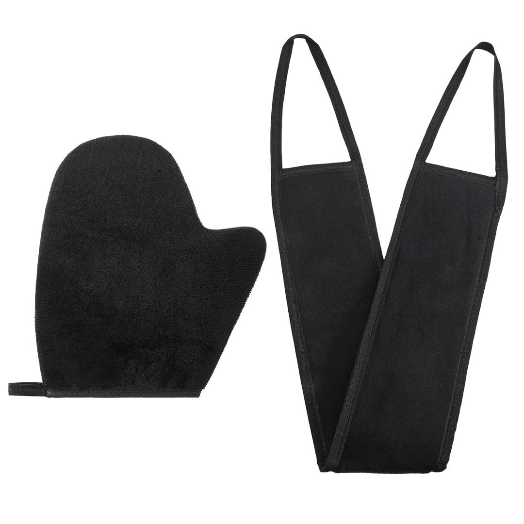 Self Tanning Mitts, Back Self Tanner Applicator Double Sided Reusable Sunless Tanning Mittens 4 in 1 Tanner Gloves with Thumb for Tan Lotion