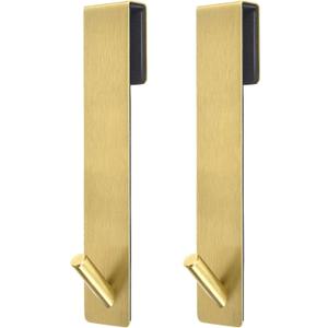 Shower Door Hooks Extended Over Door Hook for Bathroom Frameless Glass Bath Door,Stainless Steel Towel Holder,Heavy Duty Rack Hooks for Robe,Towel Brushed Gold 2 Pack