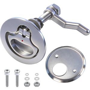 Boat Cam Latch, 316 Marine Stainless Steel Boat Hatch Latch with Back Plate, Flush Pull Handle Includes Installation Screws Marine Hatch Deck Hardware for Ships, Yachts, RVs