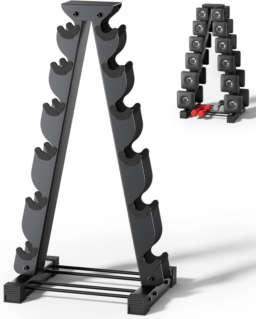 Dumbbell Rack Stand Only, Compatible with Peloton Weights, Ergonomic Weight Rack for Home Gym Dumbbells with 6-Tier, Space-Saving Home Gym Storage Rack, Plus Neoprene Set Storage, Compact