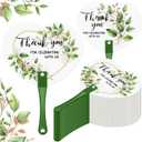50 Pcs Wedding Hand Plastic Fans Handheld Wedding Favors Fans for Guests Bulk Thank You for Celebrating with Us Greenery Plastic Fan with Handle for Ceremony Bridal Shower (Green Floral)