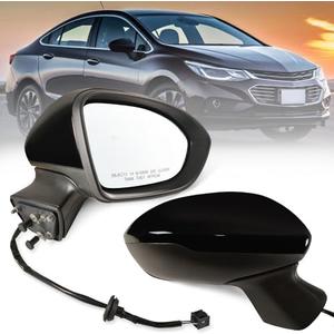 Lqito Right Passenger side Mirror Fits 2016-2019 Chevy Cruze Sedan/Hatchback with Power Glass Without Heated without Blind Spot, Match Mosaic Black Metallic Replace GM1321541(3Pins)