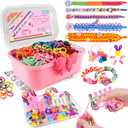 Rubber Band Bracelet Kit for Kids Girls Ages 6-12, 1300+ PCS DIY Craft Kits with 2 Weaving Comb & Organizer, Weaving Loom Kit Toys, Christmas Birthday Valentine Gifts for 7 8 9 10 11 12 Year Old