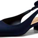 outgo Womens Chunky Low Heels Bow Slingback Pumps Closed Square Toe Wedding Party Dress Shoes 7 1/2