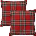 GOOESING Christmas Plaid Pillow Covers 24x24 Inch Set of 2 Scottish Tartan Farmhouse Throw Pillow Case Cushion Cover for Sofa Couch Home Decor, Red and Green