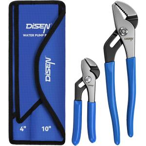 DISEN Channel Locks Pliers 2-Piece, Slip Joint Pliers Set with Dipped Handles, Adjustable Water Pump Pliers 10-Inch and 4-Inch, Tongue and Groove for Home Repair, Gripping, Nuts, Bolts, Pipe