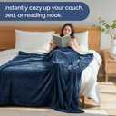 Ultra Soft Fleece Blanket Queen Size - Flannel Fleece Luxury Queen Blanket - Lightweight for Couch Bed Chair - Thick, Warm and Breathable - All Season Cozy Fuzzy, Anti-Static Microplush Bedding, Navy