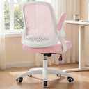 NEO CHAIR Office Desk Gaming Ergonomic Computer Chair with Lumbar Back Support Adjustable Height Swivel Rolling Wheels Flip-up Arms Mesh Chair for Home Vanity (Pink)