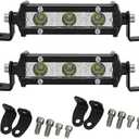 SKYWORLD 2 X 4 inch 15W Single Row LED Light Bar Low Profile Ultra Thin Slim Mini Spot Off Road Driving Lights Led Fog Lights Boat Lighting ATV SUV UTV Truck