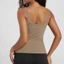 ODODOS Women's Seamless Cami Top - Ultra Soft Ribbed Tank Scoop Neck Slim Fit Summer Sleeeve Shirts, 1-Pack, Taupe, Large 