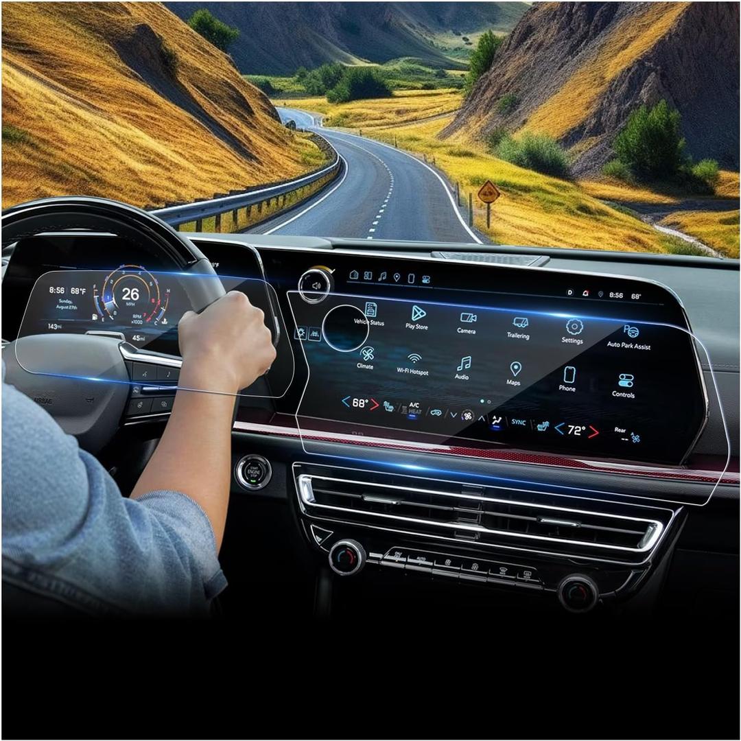 for 2025 Chevy Traverse Screen Protector for 2024-2026 Chevrolet Traverse 17.7" Infotainment & 11" Gauge Cluster Display Accessories Tempered Glass Protective Film