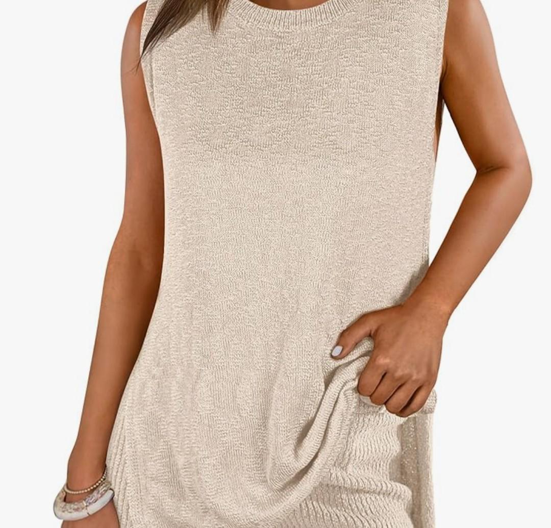 ANRABESS Women Summer 2 Piece Outfits Sleeveless Knit Sweater Top & Shorts Soft Lounge Sets Travel Beach 2025 Spring Clothes, Size Medium ANRABESS Women Summer 2 Piece Outfits Sleeveless Knit Sweater Top & Shorts Soft Lounge Sets Travel Beach 2025 Spring Clothes, Size Medium