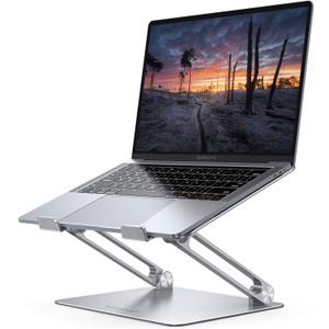 Lamicall Adjustable Laptop Stand, Portable Laptop Riser, Aluminum Laptop Stand for Desk Foldable, Ergonomic Computer Notebook Holder for MacBook Air Pro HP, Office Desk Accessories (10-17.3'')- Silver