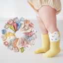 3 x Baby Non Slip Grip Crew Socks Cute with Non Skid Soles for Infants Toddlers Boys Cotton Socks Girls 8 Pairs