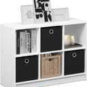 Furinno Basic 3x2 Cube Storage Bookcase Organizer with Bins, White/Black