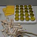 Adabocute 20 Pack Mini Honey Jars with Dipper - Mini Honey Jars for Baby Showers & Wedding Gifts - Gold Lids, Bee Pendants, Jutes and Gift Bags