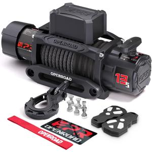 OPENROAD 13500 lb Recovery Winch with Synthetic Rope and 2 Wireless Remotes - IP68 Waterproof 12V Electric Winch for Jeep, SUV, Truck & Trailer - Panther Series 3S