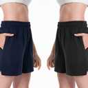 Women's Sweat Shorts Comfy Lounge Running Shorts Gym Summer Casual High Waisted Athletic Shorts with Pockets (Black, S)