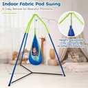 FUNLIO 2-in-1 Sensory Swing with Stand, Triangular Frame Swing Set with Sensory Swing & Pod Swing, Heavy Duty Steel Swing Stand for Kids, 240 lbs Capacity, Indoor & Outdoor, Height Adjustable Design