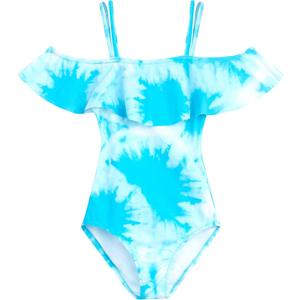 Kanu Surf Girls' Peggy UPF 50+ Beach Sport Off Shoulder One Piece Swimsuit, 3T, Beach Girl Blue