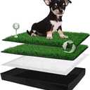 Dog Grass Pad with Foldable Dog Litter Box, Small Liner Base (2315) for Balcony, 2 Artficial Grass Pee Pads for Dogs, Pee Pad Holder, Potty Training