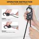 Ayaport Rope Tie Down Ratchet with Carabiner Clip 1/4" x 12' Rope Cord Tightener Heavy Duty Construction Kayak tie Downs for Tent, Tarp, Camping