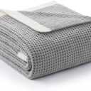 Amlie Home Chenille Throw Blanket, Soft Cozy Waffle Throw for Couch & Sofa, Warm Yet Lightweight, Breathable All-Season Throws for Women Men, Housewarming, Birthdays, 50"x60", Grey