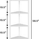 TUTOTAK 6-Tier Corner Bookshelf,Corner Shelf for Small Space, Narrow Display Corner Shelf Stand with Storage Rack, for Living Room, Bedroom, White BS05BW006