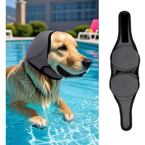 LIANZIMAU Dog Ear Covers for Bath, Swimming & Grooming Water Resistant Dogs Shower Cap Reusable Dog Ear Protection for Noise, Blow Drying Adjustable Ear Wraps for Dogs Bathing Supplies, Size: Large（Head Size 18"-24"）