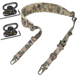 2 Point Rifle Sling, QD Swivel Quick Adjust Gun Sling with HK Hook, Soft Shoulder Padded Tactical QD Sling for Rifle, Shotgun, and Crossbow, Camera, Tool Kits, Bags, Hunting and Outdoor Sports