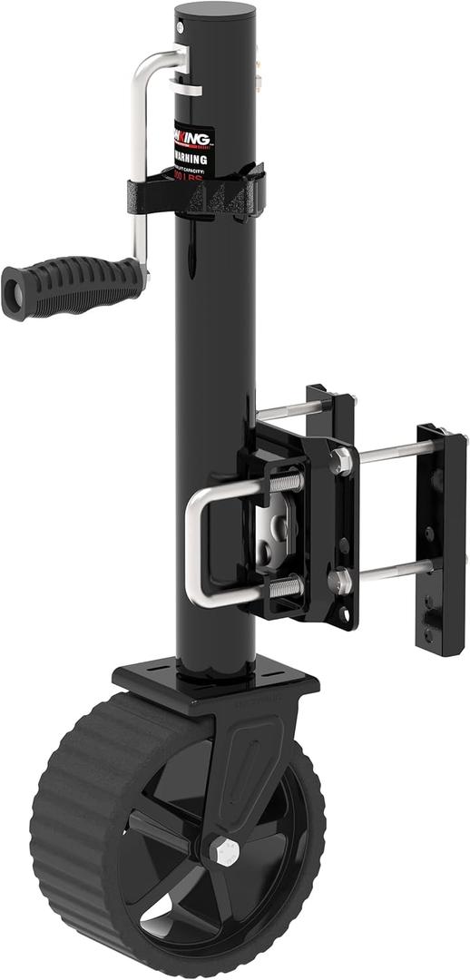 8-inch Wheel Trailer Jack, 13" Vertical Movement, 2000 lbs, for RV, Boat, Trailer and More, Black