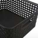 Black Plastic Woven Storage Baskets, 6-Pack Weave Basket Organizer for Kitchen Office Bathroom