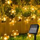 Solar Flower String Lights - 50 LED, Outdoor Waterproof, Solar Powered Decorative Lights for Yard, Lawn, Fence, Flower Garden, Christmas Tree (Warm White)