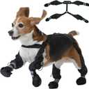 Pezluxe Dog Suspender Boots, Waterproof Anti-Slip Dog Rain Boots with Adjustable Strap, Reflective Paw Protector Pet Shoes for Outdoor Walking, Rain Snow Hiking, Black, Small