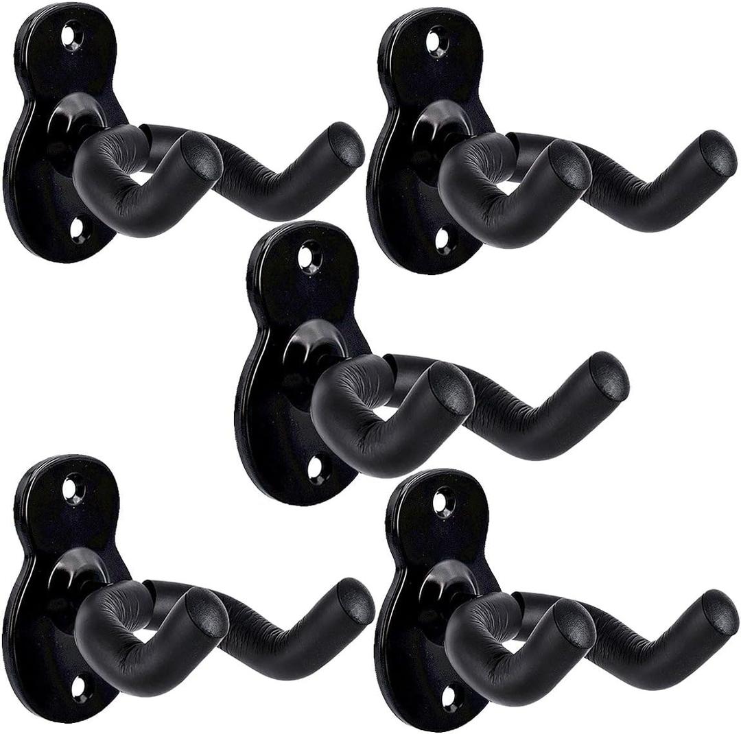 Sound harbor Guitar Wall Mount 5 Pack Wall Hangers for for Acoustic Electric Bass Guitar and More