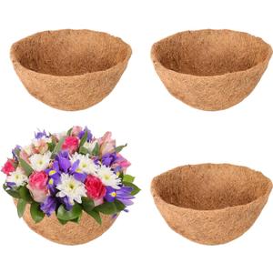 Legigo 4 Pack 10 Inch Hanging Basket Coco Liners Replacement, 100% Natural Round Coconut Coco Fiber Planter Basket Liners for Hanging Basket Flowers Vegetables
