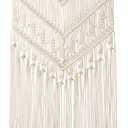 Mkono Macrame Wall Hanging Art Woven Boho Home Dcor, Geometric Beautiful Yarn Tapestry Wall Decor for Bedroom, Nursery, Apartment, Dorm Decoration, Christmas Gift for Teen Girl Mom, 17" W x 33" L (Ivory)