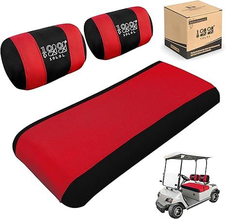 10L0L Golf Cart Seat Covers for Yamaha G2 G8 G9 G16 G19 G22 & Club Car DS Pre-2000 EZGO Marathon, Front Seat Cover, Washable Breathable Polyester Mesh Cloth, Warm in Winter & Cool in Summer (Black/Red)