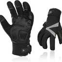 Vgo... 1-Pair -4℉ or above 3M Thinsulate C100 Lined High Dexterity Touchscreen Synthetic Leather Winter Warm Work Gloves, Waterproof Insert (Size L, Black, SL8777FW)
