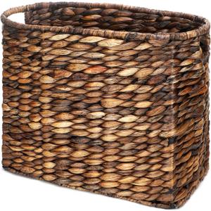 Tatuo Seagrass Magazine Baskets Magazine Holder Tall Narrow Woven Storage Wicker Basket Floor Bathroom Home Office Handwoven Holder for Books, Newspaper, File and Mail(Dark Brown) (Dark Brown)