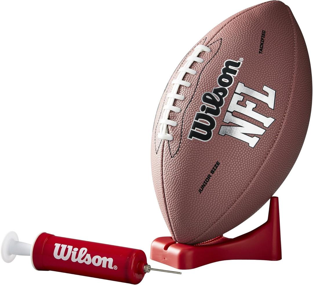 Wilson NFL MVP Football with Pump and Tee - Junior Size, Brown