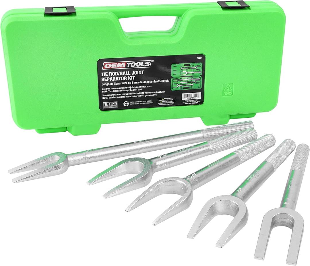 OEMTOOLS 37201 5-Pc Ball Joint Removal Tool Kit, Pickle Fork Tie Rod Removal Tool Set, Rust Resistant Finish, Sturdy Case Included, 1-1/8", 1-5/8",1-3/8", 1", 3/4"